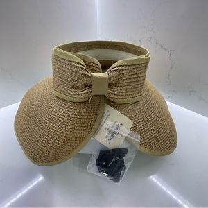 Simplicity Womens Sun Hat Foldable Straw Sun Visor NWT